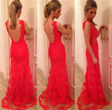Red Sexy Backless Mermaid Maxi Party Dress
