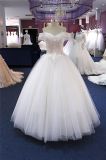 off Shoulder Organza Lace Floor Length Bridal Wedding Gown (Q90378)