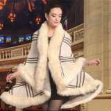 Women Fashion Acrylic Knitted Faux Fur Winter Warm Shawl (YKY4469)