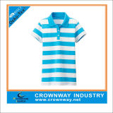 Wholesale Women's Running Polo T-Shirt with a Wide Striped Pattern
