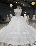 White Bling 3D Lace Backless Wedding Dress