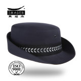 Black Military Bucket Cap with Embroidered Decoration Ribbon