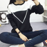 Black and White Patchwork Spell Color Pattern Female Jersey Sweatshirt Hoodies