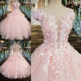 Cheap Luxury Pink Evening Party Dress Bridal Dress Wedding Gown