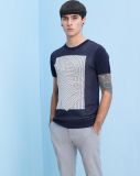 Wholesale Patterned Round Neck Fit Short Sleeve Men Sweater