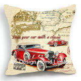 Vintage Square Old Car Design Decor Fabric Cushion W/Filling