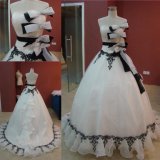 Black and White Ball Gown Wedding Dress