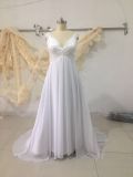 Pure White Plus Size Chiffon Beach Wedding Dress Bridal Gown