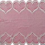 Elastic White Knitted Heart Elastic Lace Nylon Fabric