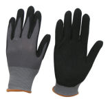 Waterbase PU Nitrile Foam Glove Work Glove with Nylon Liner-5036
