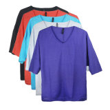 Sheep Run Women's Linen 1/2 Sleeve V-Neck T-Shirts for Summer