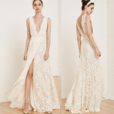 V-Neck Lace Bridal Gowns A-Line Sleeveless Wedding Dresses Dz836