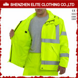 Fluorescent Black Yellow Reflective Tape Work Jackets for Engineer (ELTHJC-515)