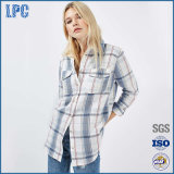 Nice Woven 100% Cotton Long Sleeve Check Flannel Women Shirt