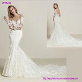Illusion off-The-Shoulder French Sleeves Embroidery Mermaid Wedding Dress