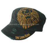 Grinding Washed Embroidery Colorful Rhinestone Leisure Military Cap (TMM1994)