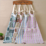 Printed Cotton and Linen Kitchen Apron for Home Wear