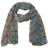 Lady Fashion Colorful Dots Printed Polyester Voile Scarf (YKY4210)