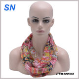 Fashion Flower Color Print Infinity Scarf Women Soft Neckerchief