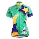 Stars Verdurous Summer Short Sleeve Cycling Shirts Women's Cycling Jerseys Row of Han Sport Outdoor with Pockets