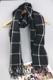 100% Acrylic Winter Warm Knitted Checked Pattern Scarf with Tassells