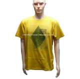 Yellow Round Neck Men T-Shirt with Printing Logo