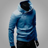 Casual Hooded Inclined Zipper Stand Collar Men's Fleece Coat