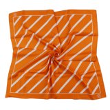 Orange Striped Silk and Polyester Printed Scarf Satin Twill Uniform School Formal Square Scarf (LS-43)