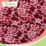 Bright Red Color Cotton and Nylon Net Embroidery Lace Fabric