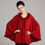 Lady Fashion Acrylic Knitted Rabbit Fur Winter Shawl (YKY4470)