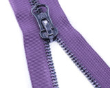 Metal Zipper with Gunmetal Teeth and Violet Tape and Fancy Puller/ Top Quality