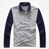 Custom Buttons Pique Plain Long Sleeve Polo Shirt