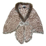 Lady Fashion Khaki Wool Knitted Leopard Shawl (YKY4142-4)