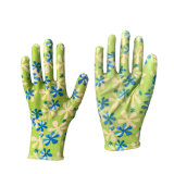 13G Printing Nylon Shell Nitrile Garden Gloves