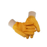 Good quality Favorable Price Cotton Jersey Liner 3/4 Yellow Nitrile Coated Glove with Safety Cuff