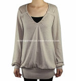 Women Fashion Knitted V Neck Long Sleeve Sweater Clothes (L15-039)