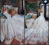 Sheer Back Bridal Gowns Lace Tulle Rihanna Wedding Dress Gv20171