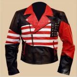 2016 Mens Shiny Cool Leather Motorcycle Wear American Jacket