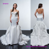 Bodice Beading Wedding Dress with Flare Skirt of Structured Layered Train