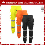 Custom Made Wholesale Black Orange Reflective Cotton Workwear Pants (ELTHVPI-21)