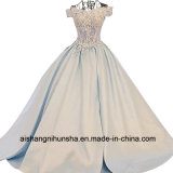 Women Satin Lace Flower Long Evening Party Prom Quinceanera Dress