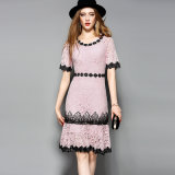 Yellow&Pink Printed Lace Casual Women Dress