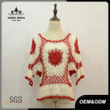 Women Fashion Short Sleeve Slim Crochet Sweater