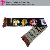 Customized Knitted Scarf Football Shawl with Jacquard Logo