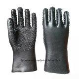 Black Non-Slip Particles Coated Black Waterproof PVC Glove