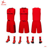 Healong Custom Sublimated Red Basketball Uniform Simple Design Basketball Jersey