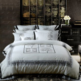 Satin Embroidery Duvet Cover Set Luxury European Neoclassical Style Bedding