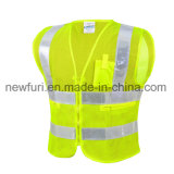 Mesh Reflective Safety Jacket with Zipper Pockets High Visibility Vest