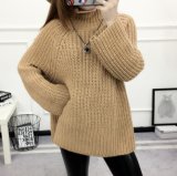 Solid Color High Collar Thick Wool Sweater (BTQ229)
