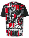 Men's Red and Black Abstract Printed T-Shirt